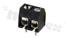 Listwa zaciskowa do PCB; w rastrze 5.00mm; 2-torowa; pionowa; na przewód 1.5mm2 (AWG 26-14); ze śrubami na wkrętak płaski; klatka mosiężna; czarna; UL 300V/20A; TUV 250V/17.5A