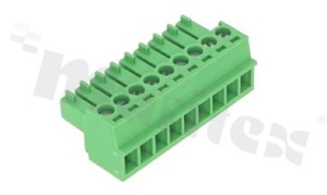 Pluggable terminal block; 3.50mm pitch; 9-ways; female; for wire 0.5-1.50mm2(28-16AWG); wire insertion direction same as plug-in direction; p.bronze contacts; brass cage; UL 300V/8A