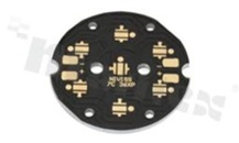 MCPCB, thermal conductivity 1.5W/(m*K), thickness: 2mm, number of layers - 1, black soldermask, legend color: gold, size: diameter 36mm, pad cover: gold; for XP LEDs, /20