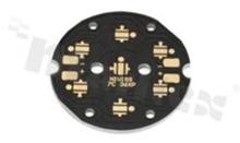 MCPCB, thermal conductivity 1.5W/(m*K), thickness: 2mm, number of layers - 1, black soldermask, legend color: gold, size: diameter 36mm, pad cover: gold; for XP LEDs, /20