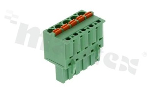 Listwa zaciskowa rozłączalna; w rastrze 5.00mm; 5-torowa; żeńska; na przewód 2.50mm2 (26-12AWG); kierunek wtykania równoległy do osi przewodów; z zaciskiem sprężynowym; styki z fosforobrązu; stalowa klatka; UL 300/10A TUV 320/20A