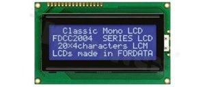 Display LCM; LCD character; 20x4 chars; STN blue negative; with white LED backlight; view 6:00; additional font English-Japanese;