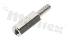 Dystans mosiężny niklowany; sześciokątny; gwint wew-zew o długości 8mm bez wgłębienia; M3; 12mm