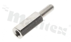 Dystans mosiężny niklowany; sześciokątny; gwint wew-zew o długości 8mm bez wgłębienia; M3; 12mm
