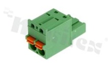 Pluggable terminal block; 3.50mm pitch; 2-ways; female; for wire 0.2-2.50mm2(26-12AWG); wire insertion direction same as plug-in direction; p.bronze contacts; brass cage;  UL 300V/10A TUV 320V/20A