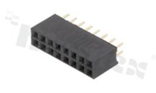 Listwa stykowa do PCB; w rastrze 2.54mm; 2x8 styków; montaż: THT; żeńska; prosta; dwurzędowe