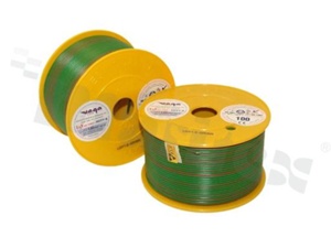 Przewód pojedynczy LGY/H05V-K; z wielodrutową miedzianą żyłą; zielony/brązowy; przekrój 1.50mm2; AWG 16; 500V; -40+105 st.C; 100m.