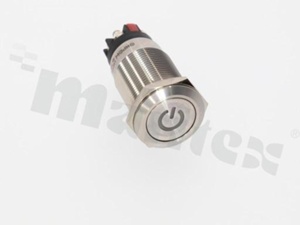 Push button switch; biostable; 19mm; screws terminals; stainless steel; red POWER illumination; IP67.