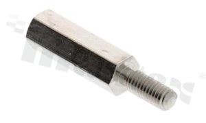 Tulejka dystansowa; mosiężna niklowana; sześciokątna; gwint wew-zew; M3; L: 15mm; L2: 10mm; L3: 8mm; klucz: SW5