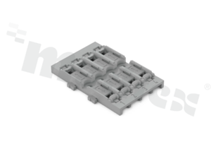 Adapter; montażowy; 4-torowy; do przelotowej złączki instalacyjnej z dźwignią; do mocowania śrubowego; szary