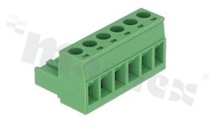 Pluggable terminal block; 5.08mm pitch; 6-ways; female; for wire 2.50mm2(28-12AWG); wire insertion direction same as plug-in direction; p.bronze contacts; brass cage; UL 300V/16A