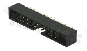 Full shrouded header for PCB; pitch 2.00mm; 26-contacts; THT; male; top entry