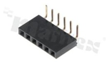 Listwa stykowa do PCB; w rastrze 2.54mm; 1x6 styków; montaż: THT; żeńska; kątowa; jednorzędowe 