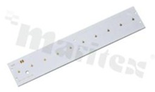 MCPCB, thermal conductivity 1.5W/(m*K), thickness: 1.6mm, number of layers - 1, white soldermask, legend color: colorless, size: rectangle 54x290mm, pad cover: gold; for XP/XT LEDs, /10