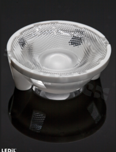 Soczewka do diod LED COB; kąt rozsyłu: ok 50 stopni FWHM; ilość diod: 1; rozmiar: okrąg 49.8mm; wysokość: 19.3mm; rodzaj materiału: PMMA; PC; sposób mocowania: śruby