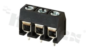 Listwa zaciskowa do PCB; w rastrze 5.00mm; 3-torowa; pionowa; na przewód 1.5mm2 (AWG 24-14); ze śrubami na wkrętak krzyżakowy; klatka mosiężna; czarna; UL 300V/12A