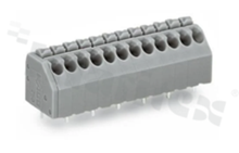 PCB terminal block; in 3.50mm raster; 3-track; push button; for 0.20-1.50mm2 (24-16 AWG) wire; with spring contact; grey; UL: 300V/8A