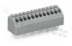 Listwa zaciskowa do PCB; w rastrze 3.50mm; 3-torowa; przycisk; na przewód 0.20-1.50mm2 (24-16 AWG); ze stykiem sprężynowym; szara; UL: 300V/8A
