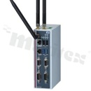 Bezwentylatorowy komputer przemysłowy;CE; FCC; IP40; IntelCeleron N3060 lub N3160; RAM+8 GB; 2xCOM; 2xUSB 2.0; 2xUSB 3.0; 2xLAN (1xPoE); VGA; DIOx8; 2x mPCIe; SIMslot; SATA 2.5". mSATA; 3x antena; temp. pracy -20+60C; zasilanie 12-24 V