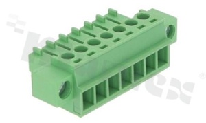 Pluggable terminal block; 3.81mm pitch; 7-ways; female; for wire 1.50mm2(28-16AWG); wire insertion direction same as plug-in direction; with fixing screws; p.bronze contacts; brass cage; UL 300V/10A