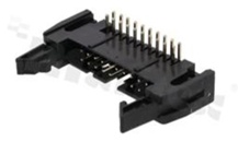 Full shrouded header for PCB; pitch 2.54mm; 20-contacts; THT; male; side entry