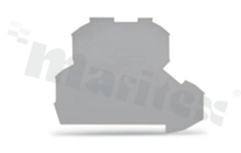 End/internal wall for 2002 series through terminal blocks; 1mm thick; grey; snap-on mounting