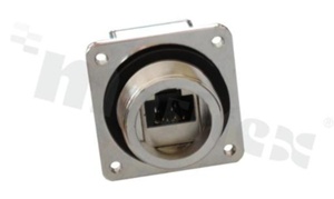 Gniazdo RJ45, żeńskie, ekranowane, klasa 5E, połączenie śrubowe, wodoodporne IP67