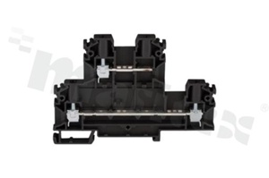 Installation terminal block; 2-level; 3-contacts; for wire 0,5-4mm2; screw terminal; black; Din rail; 1000v/32A