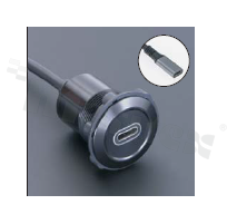 Gniazdo USBC3.1; żeńskie; otwór montażowy 22mm; podłączenie na wtyk USBC3.1 żeński; długosć przewodu 100cm; korpus czarny; stop aluminium.