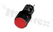Lampka sygnalizacyjna; 16mm; do lutowania; plastik; podświetlenie pełne czerwone LED 12V; IP40. 