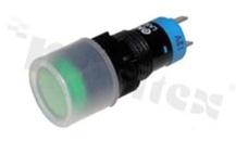 Lampka sygnalizacyjna; 12mm; do lutowania; plastik; podświetlenie pełne zielone LED 24V; IP67. 