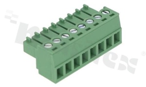 Listwa zaciskowa rozłączalna; w rastrze 3.81mm; 8-torowa; żeńska; na przewód 1.5mm2 (28-16AWG); kierunek wtykania równoległy do osi przewodu; styki z fosforobrązu; mosiężna klatka przewodu; UL 300V/8A