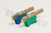 Listwa zaciskowa na szynę din; zerowa; ochronna;12 zaciskowa; 11x10mm2 + 1x35mm2; zacisk śrubowy;niebieska