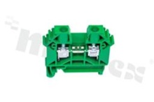 Installation terminal block; 1-level; 2-contacts; for wire 0,5-6,0mm2; screw terminal; green; Din rail; 1000V/41A