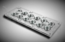 Lens for LED high power; angle: 90 degrees ; Number of LEDs: 12; Dimensions: 173x71.4mm; Height: 11.79mm; material: PMMA do UV; Fastening: screw