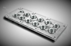 Lens for LED high power; angle: 90 degrees ; Number of LEDs: 12; Dimensions: 173x71.4mm; Height: 11.79mm; material: PMMA do UV; Fastening: screw