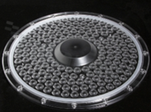 Soczewka do diod LED mid power; kąt rozsyłu: 85 do 95 stopni FWHM; ilość diod: 80; rozmiar: okrąg 300mm; wysokość: 18.1mm; rodzaj materiału: PMMA; silikon; sposób mocowania: śruby