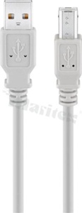 Kabel USB 2.0; zakończony wtykami USB A <-> USB B; 28AWG + 24; 1.8m;biały