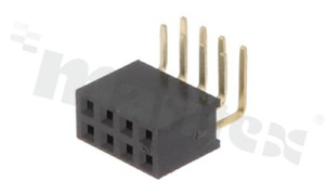 Pin Header; pitch 2.54mm; 2x4 pins; assembly: THT; female; angled; double row