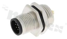 Gniazdo M12; kodowanie A; 12-stykowe; męskie; 1.5A; na panel; z nakrętką z tyłu; lutowane; IP68