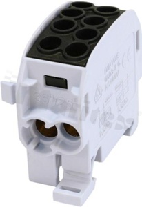Złączka na szyne DIN; blok rozdzielczy odgałęźny;czarny; jednobiegunowy; 35mm2; Al/Cu;1000V AC/DC ;202A