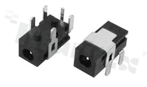 Gniazdo zasilające do PCB; męskie; kątowe; średnica kołka 0.65mm; średnica otworu 2.75mm; montaż: THT