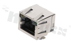 Socket RJ45; 8-contacts; SMD; side entry; shielded; size 8; 3u" Au