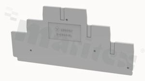 End/internal wall for through connectors; 2,2mm thick; grey; snap-on mounting