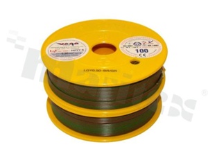 Single wire LGY/H05V-K; with copper multi-strand; brown green; cross section 0.50mm2; AWG 20; 500V; -40+105 deg.C; 100m.