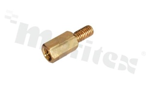 Dystans mosiężny; sześciokątny; gwint wew-zew o długości 10mm bez wgłębienia; M3; 10mm