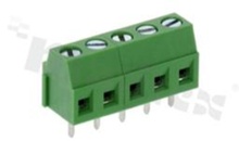 PCB terminal block; pitch 3.81mm; 5-ways; vertical; wire range 1.0mm2 (AWG 26-16); with screws for a flat screwdriver; rising clamp type; brass cage; green color; UL 150V/10A, TUV 130V/10A