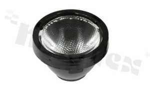 Soczewka do diod LED high power; kąt rozsyłu: 13 stopni FWHM; ilość diod: 1; rozmiar: okrąg 23.45mm; wysokość: 15.9mm; rodzaj materiału: PMMA; sposób mocowania: pierścień mocujący; ramka