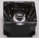 Soczewka do diod LED high power; kąt rozsyłu: 16 do 26 stopni FWHM; ilość diod: 1; rozmiar: 22x22mm; wysokość: 12.9mm; rodzaj materiału: PC; sposób mocowania: taśma