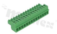 Listwa zaciskowa rozłączalna; w rastrze 3.81mm; 14-torowa; żeńska; na przewód 1.50mm2(28-16AWG); kierunek wtykania równoległy do osi przewodu; styki z fosforobrązu; mosiężna klatka przewodu; UL 300V/10A